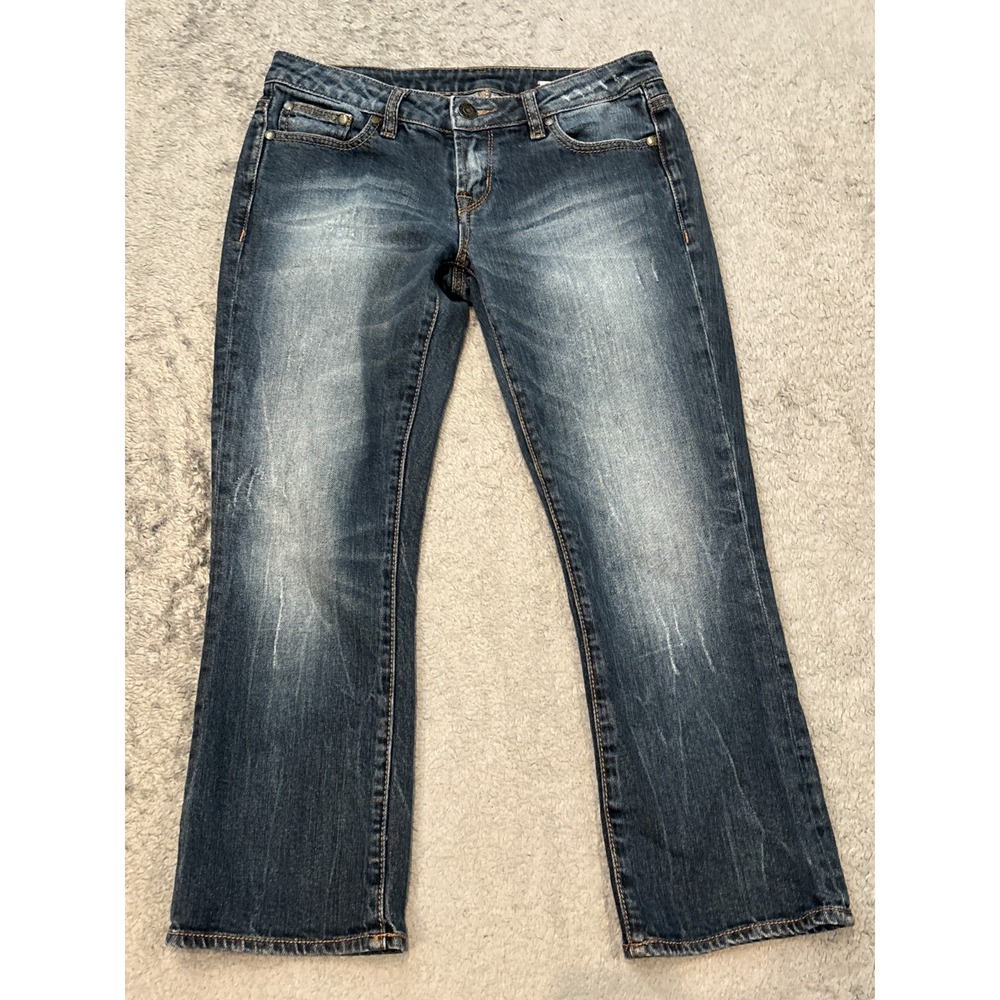 Buffalo David Bitton Capri Jeans Womens 26 Flora Medium Wash Blue Distressed